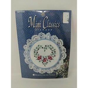 Mini Classics Stamped‎ Cross Stitch Kit Pattern 3601 Rose Floral Heart Lace NEW